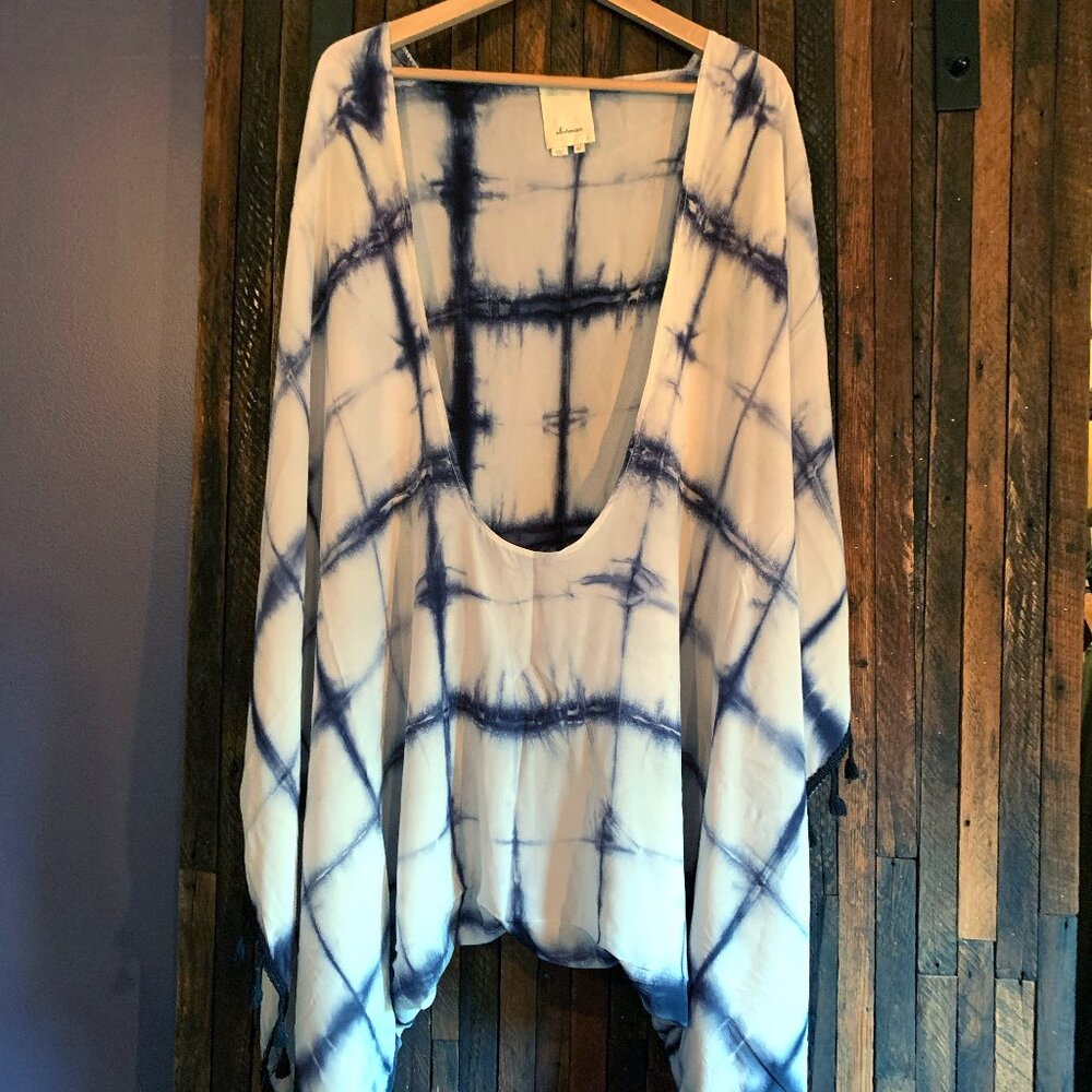 anthropologie silk indigo shibori kimono